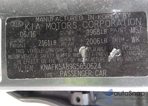 2016 Kia Forte Lx from USA, damaged, VIN KNAFK5A89G5650624